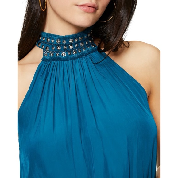 Ramy Brook Cara Embellished Mock-Neck Halter Top - Picture 2 of 12